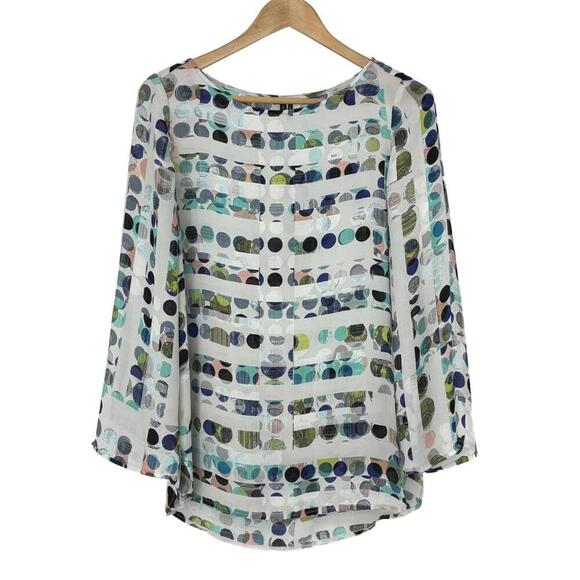 Tops - NIC+ZOE Women's Sheer Polka Dot Pattern Blouse, Size Small